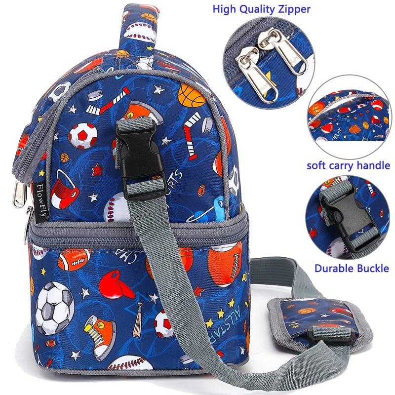 FlowFly Double Decker Cooler Insulated Lunch Bag Large Tote for Boys, Girls, Men, Women, With Adjustable Strap, Football - Image 5